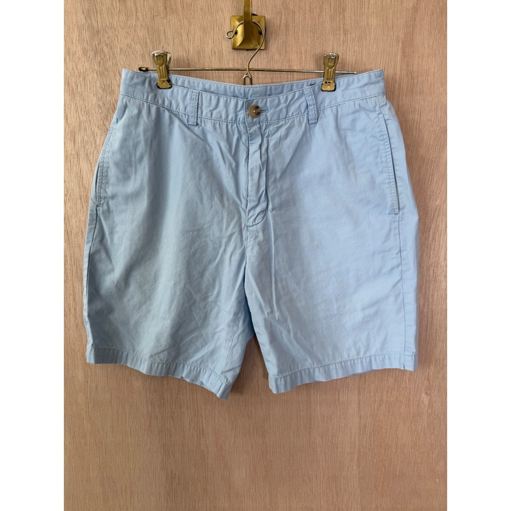 Vineyard Vines Club Shorts Mens 32 Light Blue Cotton Chino Flat Front 9 Inch